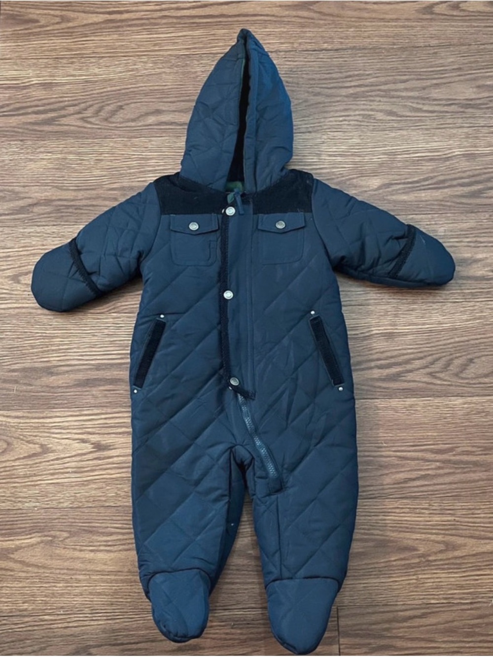 Rothschild Navy Quilted Hooded One-Piece Snowsuit